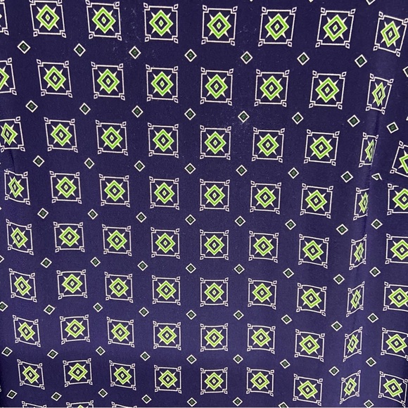 Tommy Hilfiger Geometric Print Sheath 3/4 Sleeve Knit Dress Size 12 Navy Boxy - Picture 7 of 9